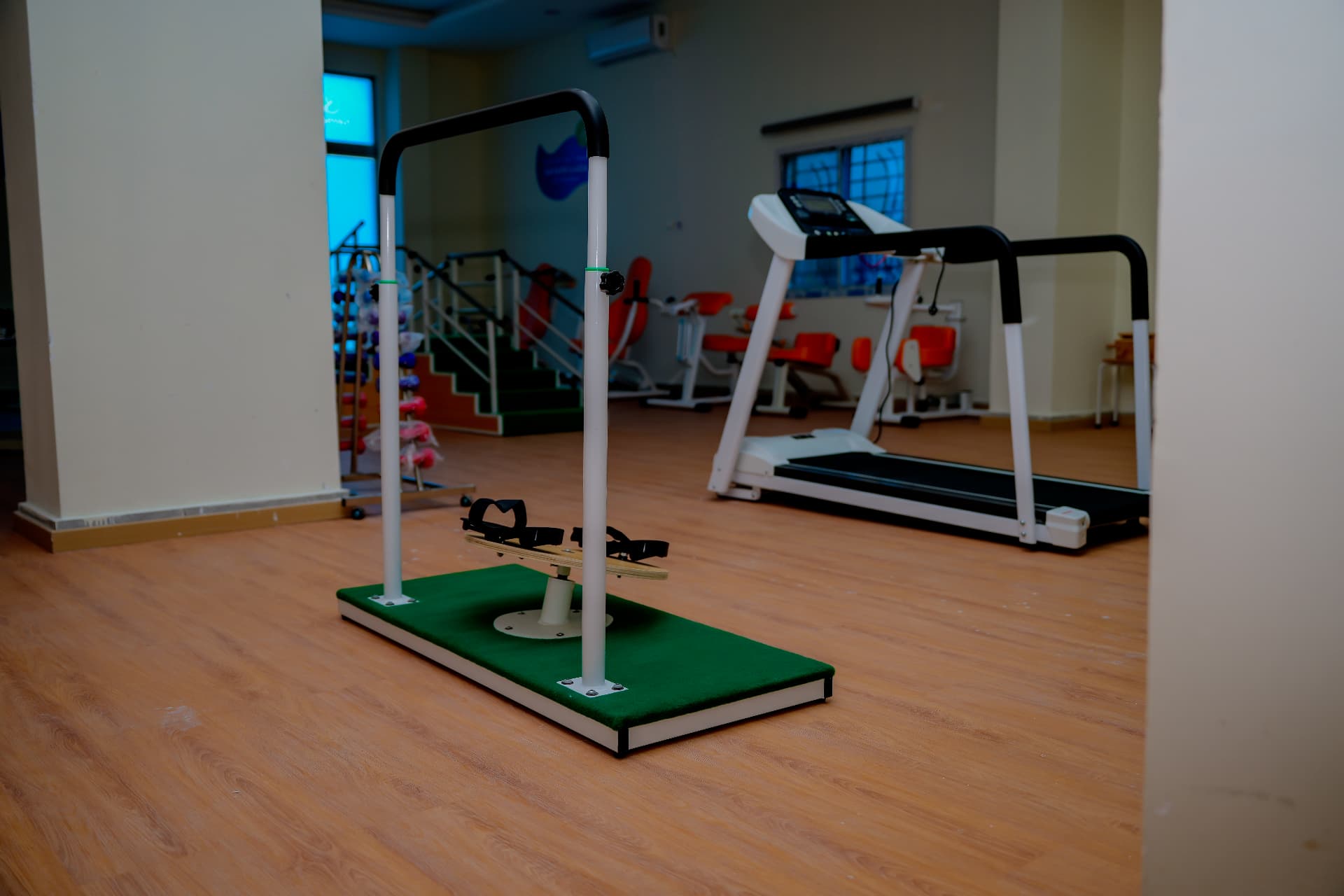 Gait training bars and treadmill inside Rayhan Centre