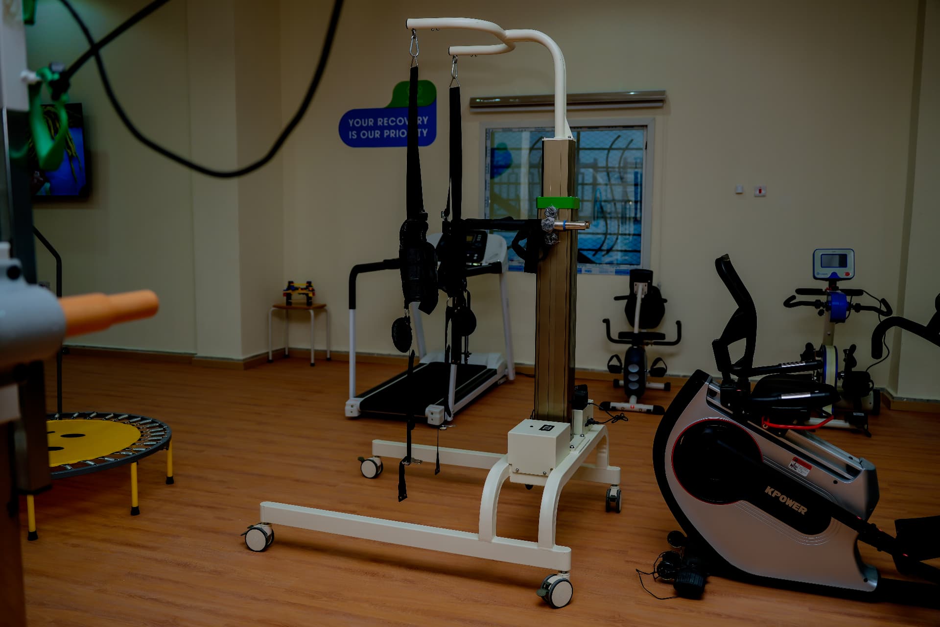 Rehabilitation floor with supported exercise equipment at Rayhan Centre